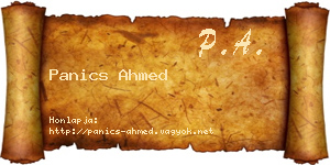 Panics Ahmed névjegykártya