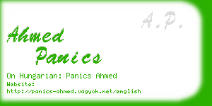 ahmed panics business card